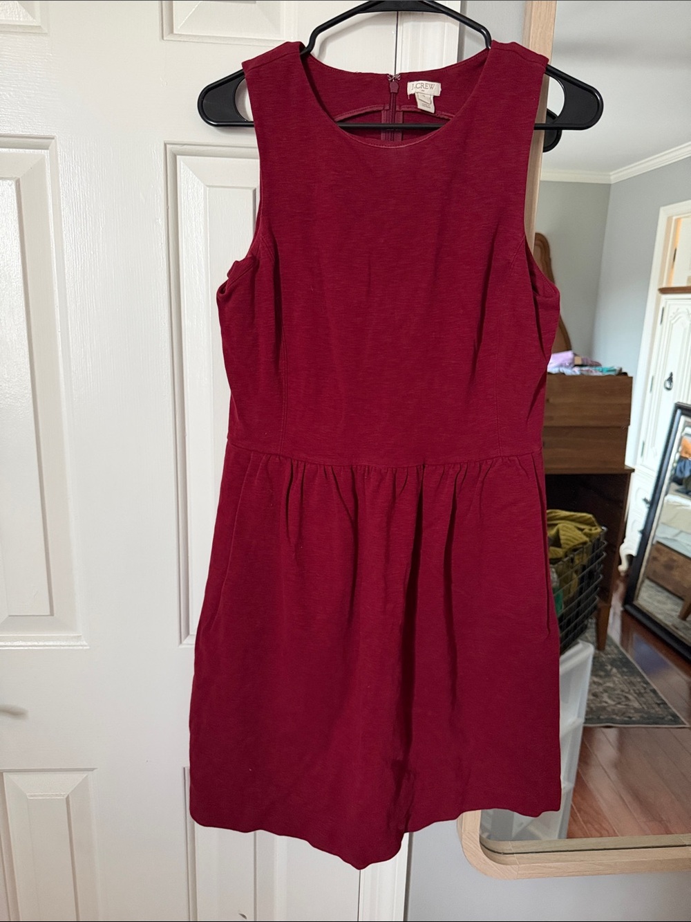 J. Crew Sleeveless Wine Red Fit-and-Flare Mini Dress